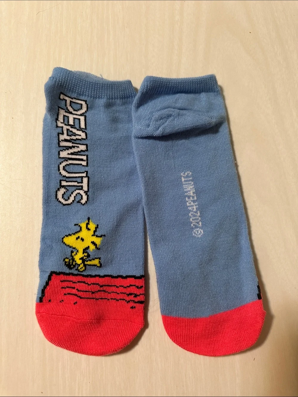Peanuts Woodstock Light Blue Socks with Red Toes